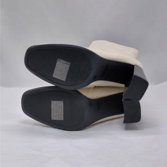 Journee Collection Womens 8.5 Ivory Vegan Leather Croc Chunky Block Heel Boots - Picture 7 of 13